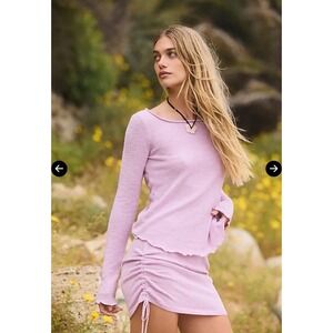 New Free People Beach Cabo Sweater Skirt Set Candy Lilac Size Small‎ 2 piece